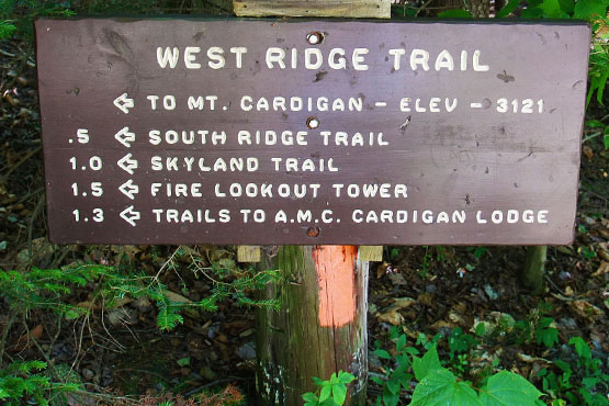 west ridge trail mount cardigan sign 